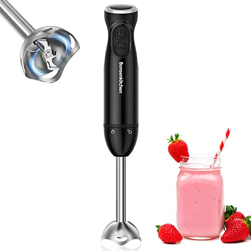 Bonsenkitchen Batidora de Mano 1000 W con Velocidades Variables para Alimentos