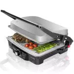 Cecotec Parrilla eléctrica Rock'nGrill 2000, 2000 W, Antiadherente, 180º, Acero Inoxidable