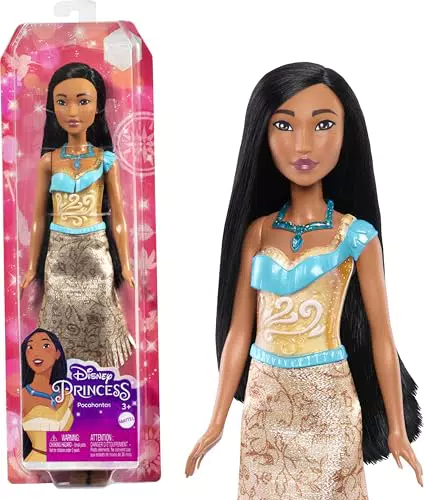 Mattel Muñeca Princesa Pocahontas con Pelo Largo, Juguete +3 Años (HLW07)