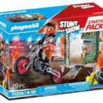 PLAYMOBIL Starter Pack Stuntshow Moto con Pared de Fuego 71256 para niños a partir de 4 años