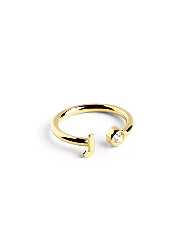 Singularu Anillo Personalizado Letter Spark Ajustable Plata de Ley 925