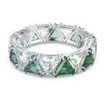 Swarovski Anillo de cóctel Ortyx con cristales de talla triangular, baño de rodio