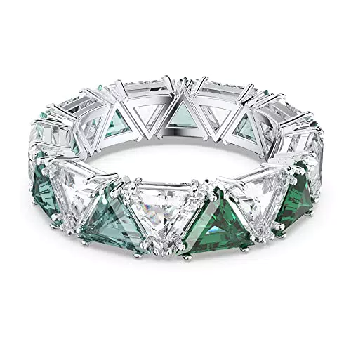 Swarovski Anillo de cóctel Ortyx con cristales de talla triangular, baño de rodio
