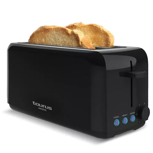 Taurus Tostadora TO3000 1450W con 2 ranuras extra largas y 6 niveles de tostado