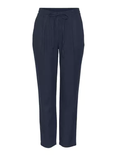 Vero Moda Pantalones de Lino Informales para Mujer Tobilleros Casuales