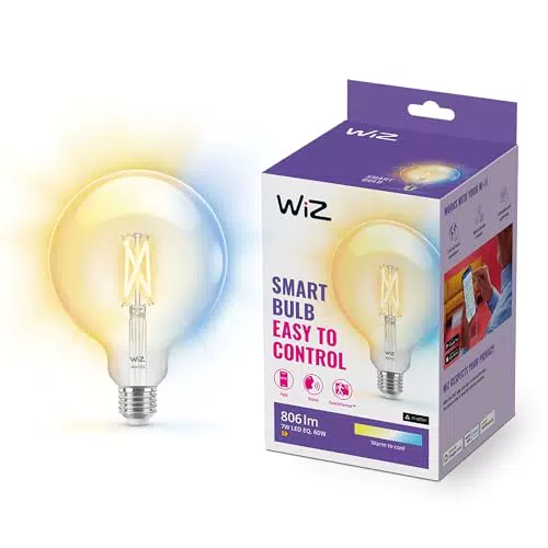 WiZ Bombilla LED Inteligente Wi-Fi G125 6,7W E27 Regulable compatible con Alexa y Google Home