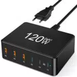 CKFN Cargador USB C de 6 Puertos, Cargador Rápido Compatible con MacBook y iPhone