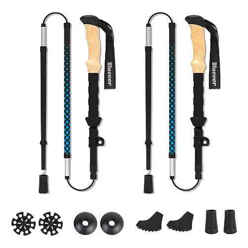 BLUEVER Bastones de Senderismo Plegables 115-135 cm, Aluminio 7075, Trekking