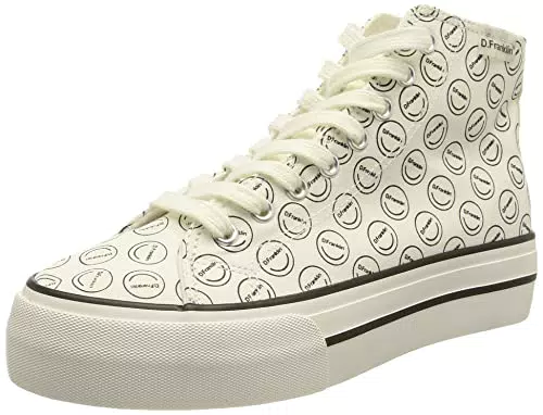 D.Franklin Zapatillas Altas One Way UV Smile Pattern para Mujer - Moda Casual