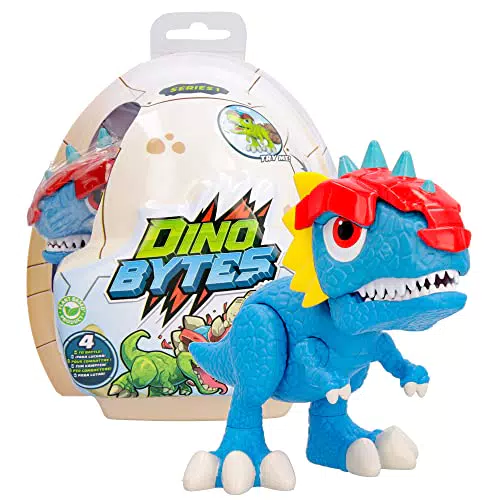 DINOBYTES Dilo | Figura de acción dinosaurio articulado con casco y funciones de batalla