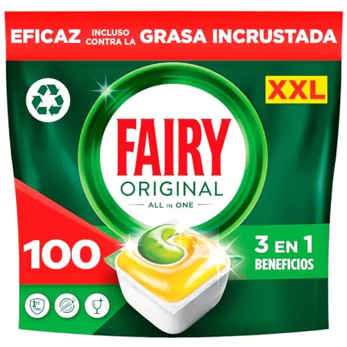 Fairy Cápsulas de Lavavajillas Todo En Uno Limón, Efectivas Contra Grasa