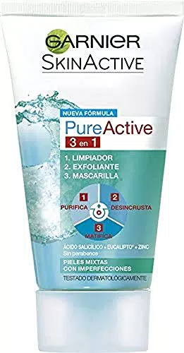 GARNIER Skin Active - Pure Active 3 en 1 - Limpiador