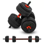 HOMCOM Juego de Mancuernas 2 en 1 con Barra de Extensión para Entrenamiento