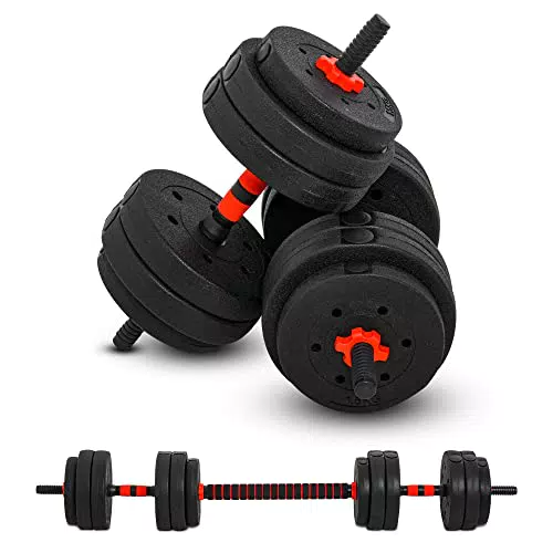 HOMCOM Juego de Mancuernas 2 en 1 con Barra de Extensión para Entrenamiento