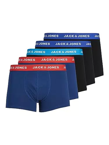 JACK & JONES Jacoliver Trunks 5 Pack Bóxer, Melange Gris Oscuro