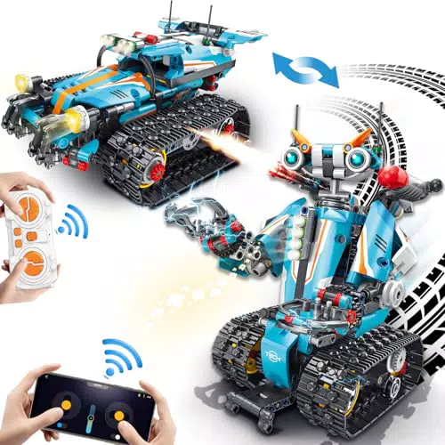 JONRRYIN Juguete de Construcción Teledirigido 2 en 1 para Niños de 6 a 12 Años