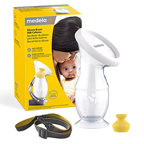 Medela colector de silicona para leche materna con base de succión y tapa