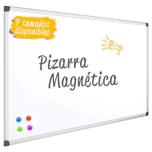 OFITURIA Pizarra Blanca Magnética Lacada Con Marco De Aluminio Resistente Fácil De Borrar En Seco