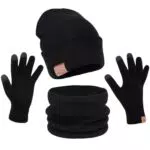 Petrunup Gorras con Bufanda y Guantes Táctiles Antideslizantes para Invierno