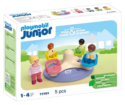 PLAYMOBIL Junior Carrusel Sostenible con Asientos Giratorios para Niños