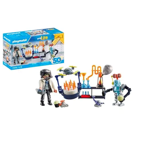 PLAYMOBIL myLife 71450 - Investigador con Robots y Dron de Transporte para Niños