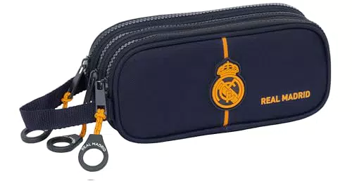 Real Madrid Estuche Triple Cremallera Infantil para Niños de 5 a 14 Años