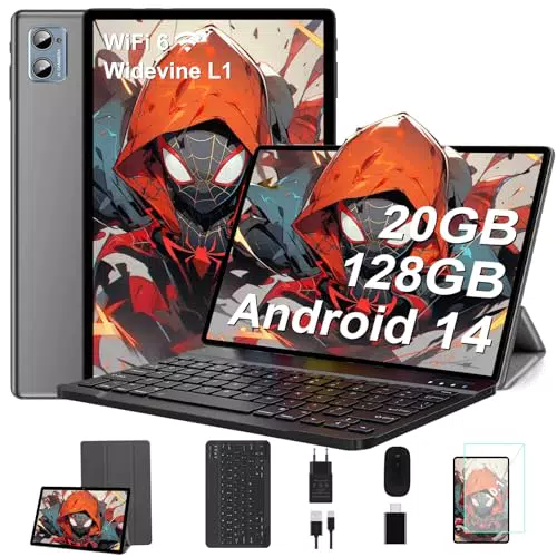 SUAAT Tablet 10" Android 14, 20GB RAM, 128GB ROM, 8-Core, WiFi 6, Bluetooth 5.0