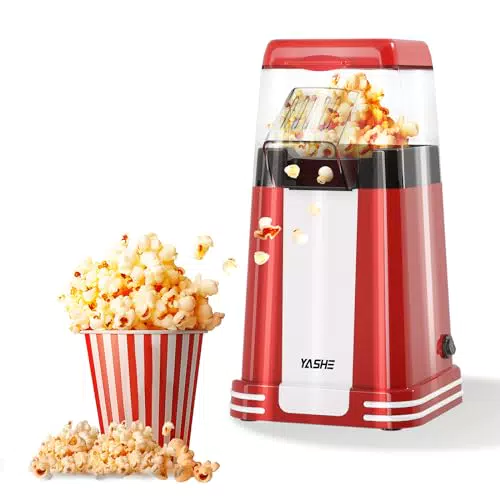 YASHE Máquina de Palomitas Retro 1200 W - Palomitero de Aire Caliente