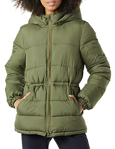 Amazon Essentials Chaqueta de Invierno Acolchada con Capucha y Cintura Ajustable Mujer