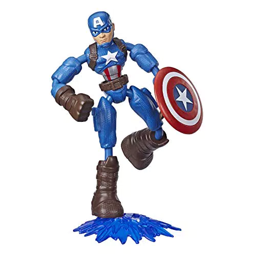 Marvel Avengers Figura de Acción Bend and Flex - Capitán América, Accesorio Incluido