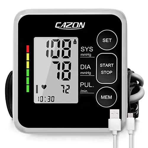 CAZON Tensiómetro de Brazo, Monitor de Presión Arterial y Frecuencia Cardíaca