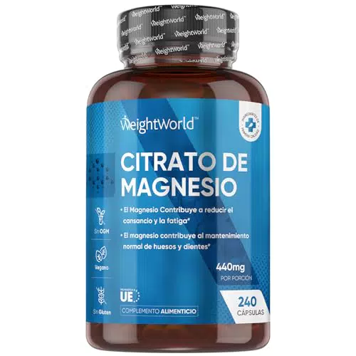 Citrato de Magnesio 1480mg - Suplemento Vegano para Reducir Cansancio y Fatiga