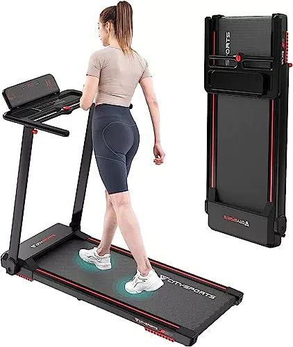 CITYSPORTS Cinta de Correr Plegable Eléctrica con Pantalla LED y Soporte para Tableta