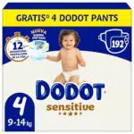 Dodot Pañales Bebé Sensitive Talla 1, 224 Pañales + 1 Pack de 40 Toallitas Gratis Aqua Plastic Free