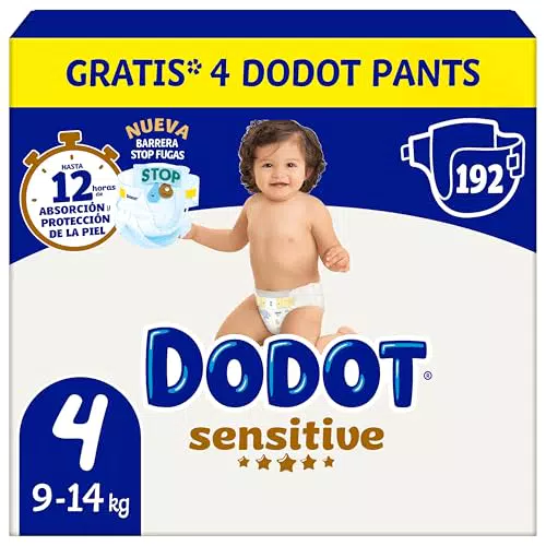 Dodot Pañales Bebé Sensitive Talla 1, 224 Pañales + 1 Pack de 40 Toallitas Gratis Aqua Plastic Free