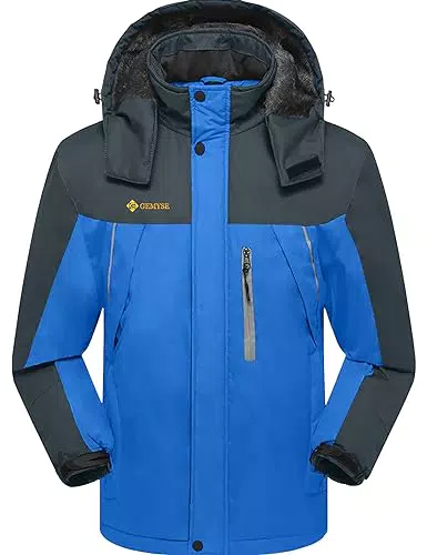 GEMYSE Chaqueta de Esquí Impermeable para Hombre con Capucha Antiviento
