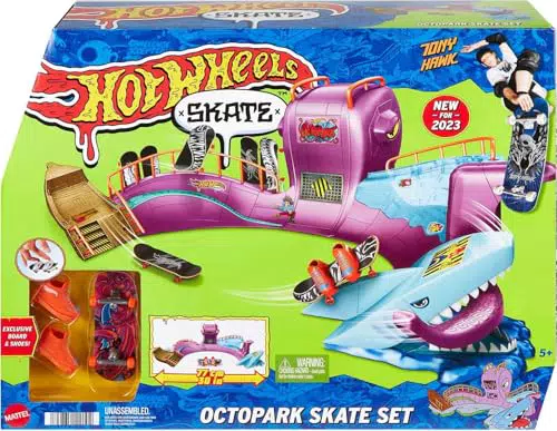 Mattel Hot Wheels Parque de Skate Pulpo con Monopatín y Zapatillas para Dedos