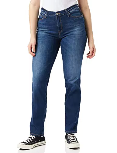 Lee Marion Straight, Vaqueros para Mujer, Azul, Azul