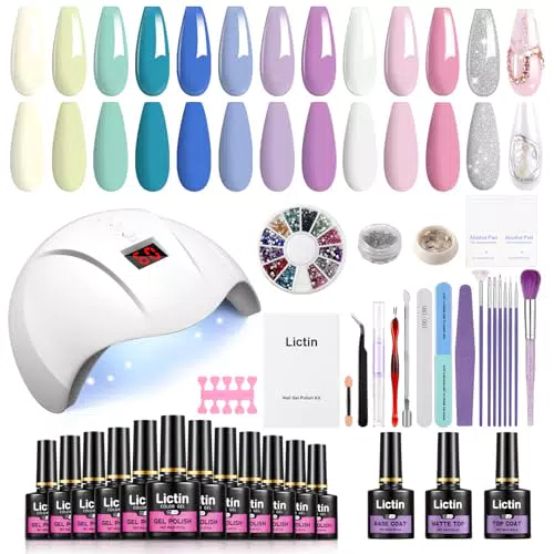 Lictin Kit de Uñas de Gel con Lámpara UV/LED y Herramientas de Manicura