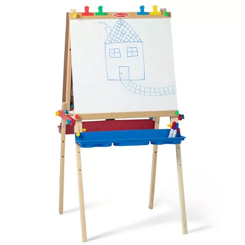 Melissa & Doug Caballete de Madera 2 en 1 con Pizarra y Rollo de Papel