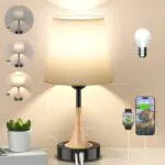 NestAura Lámpara de Mesita de Noche LED Táctil Regulable con Puertos USB