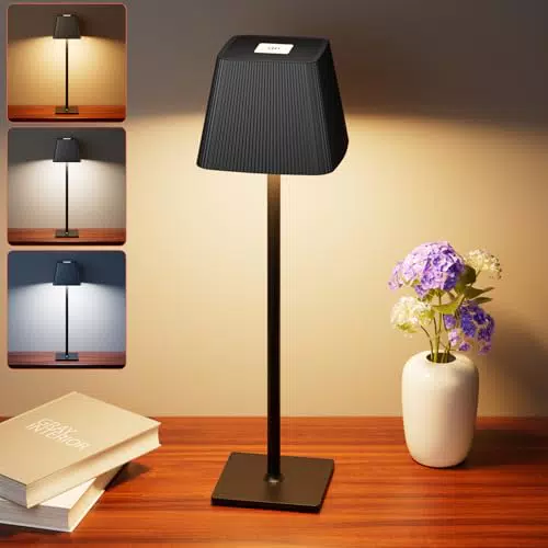 Nulmvic Lámpara de Mesa Inalámbrica LED Recargable con Control Táctil y 3 Temperaturas