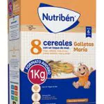 Nutribén Papilla 8 Cereales con Miel y Galletas María, Sin Azúcares Añadidos
