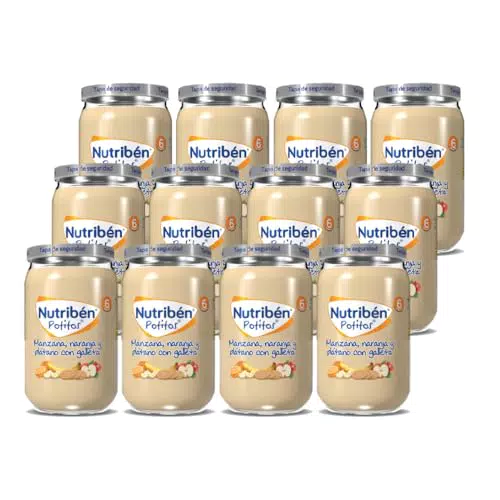 Nutribén Potitos de Manzana, Naranja y Plátano con Galleta para Bebés 6+ meses
