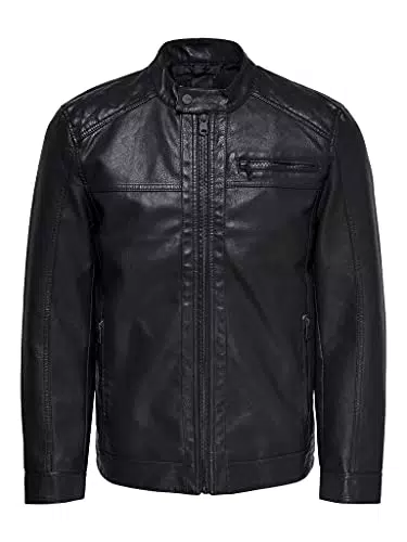 ONLY & SONS Onsal PU Noos Otw Chaqueta, Negro, Medium para Hombre