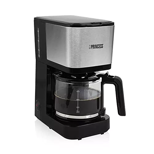 Princess Cafetera Compacta con Filtro Permanente y Jarra de Cristal 1,25 L