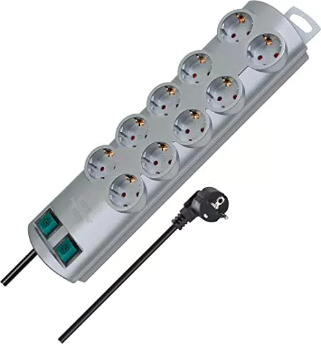 Brennenstuhl Regleta Enchufes con 10 tomas corriente y 2 interruptores individuales