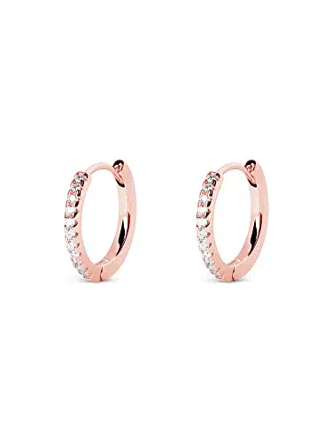 Singularu Pendientes Aro Cleo L. Plata de Ley 925 con Baño de Oro Rosa