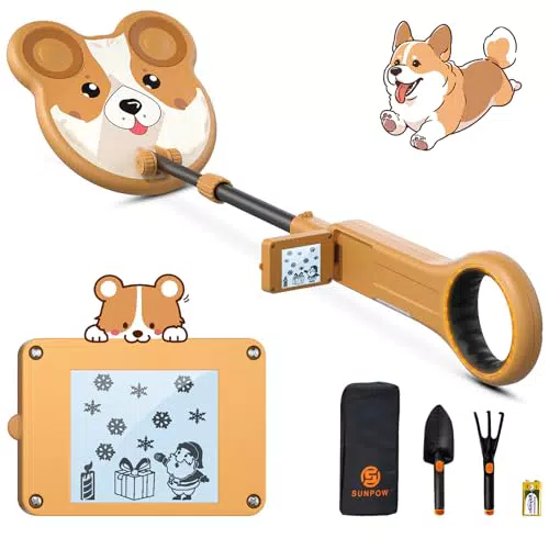 SUNPOW Detector de Metales para Niños con Pantalla LCD y Vástago Ajustable