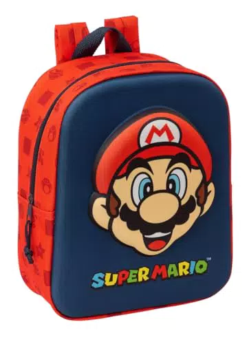 Mochila Super Mario 3D Adaptable para Guardería, Cómoda y Fácil de Limpiar